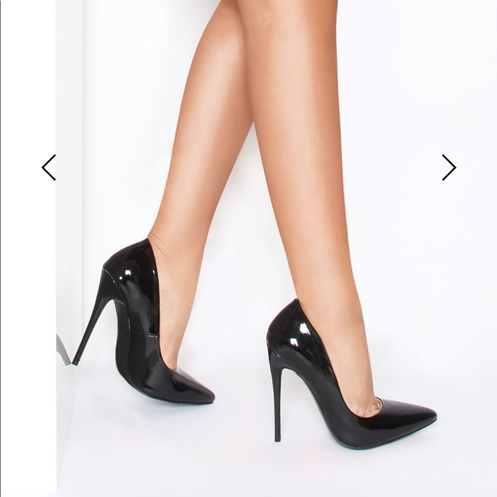 Black Patent Stiletto Court Shoe